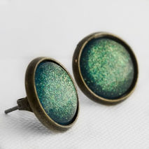 Seafoam Castle Glitter Post Earrings in Antique Bronze