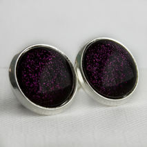 Purple Potion Giltter Post Earrings in Silver