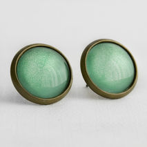 Mint Apple Post Earrings in Antique Bronze