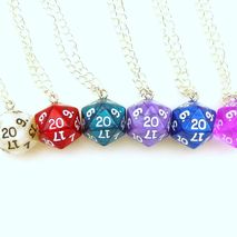 D20 Dice Necklace on a Silver Plated Chain,