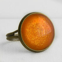 Pumpkin Orange Adjustable Cocktail Ring in Antique Bronze