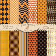 Fall Harvest Collection #1 Set of 12 Digital Papers