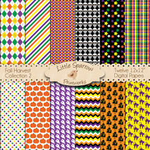 Fall Harvest Collection #2 Set of 12 Digital Papers