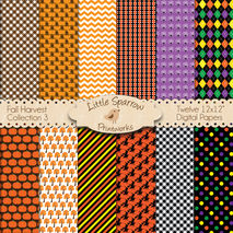 Fall Harvest Collection #3 Set of 12 Digital Papers