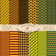 Fall Harvest Collection #4 Set of 12 Digital Papers