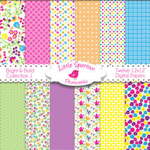 Bright and Bold Collection #1 Set of 12 Digital Papers