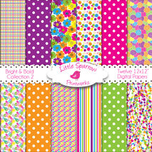 Bright and Bold Collection #2 Set of 12 Digital Papers