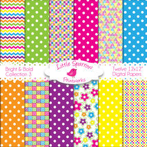 Bright and Bold Collection #3 Set of 12 Digital Papers