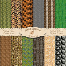 Animal Skins Collection Set of 12 Digital papers