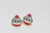 Gray Sock Monkey Earrings