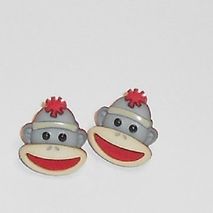 Gray Sock Monkey Earrings