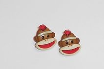 Brown Sock Monkey Earrings