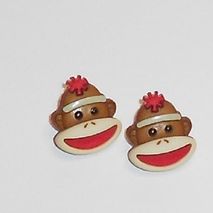 Brown Sock Monkey Earrings