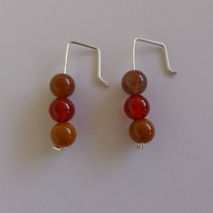 RED TAN SILVER EARRINGS / BRIDAL JEWELRY / DANGLE EARRINGS