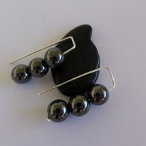 HEMATITE BALL EARRINGS / BRIDAL JEWELRY / SILVER DANGLE EARRINGS