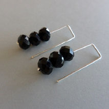 BLACK SILVER EARRINGS / BRIDAL JEWELRY / SILVER DANGLE EARRINGS