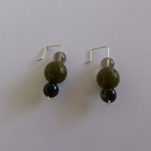 SMOKED GREEN SILVER EARRINGS / BRIDAL JEWELRY / DANGLE EARRINGS