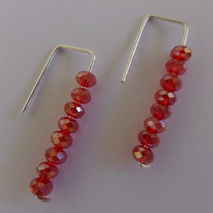 RED SILVER EARRINGS / BRIDAL JEWELRY / SILVER DANGLE EARRINGS