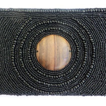 BLACK WOOD CLUTCH PURSE / BEAD ACCESSORIES / WOMENS PURSE