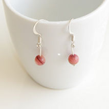 PINK AGATE EARRINGS / BRIDAL JEWELRY / SILVER DANGLE EARRINGS