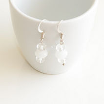 CLEAR SILVER EARRINGS / BRIDAL JEWELRY / SILVER DANGLE EARRINGS