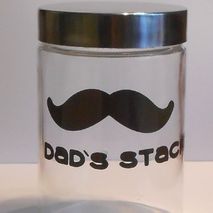 Dad's Stache Mustache Jar - Cookie Jar - Bank - Candy Jar