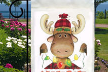 Celebrate Christmas Holiday Moose New Small Garden Flag, Home De