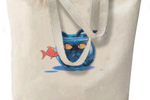 Something's Fishy Cat New Jumbo Tote Bag, Shopping, Overnight, V