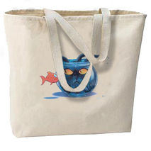 Something's Fishy Cat New Jumbo Tote Bag, Shopping, Overnight, V