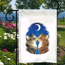 Moonlight Kiss Cats New Small Garden Yard Flag