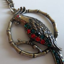 multicolored rhinestone parrot pendant