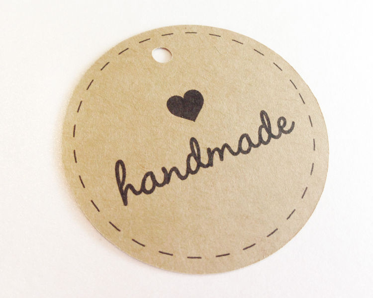 25 Kraft Handmade Circle Tags - 2.0 X 2.0 Inch - Tender Love Cardstock 