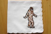 Bigfoot Sasquatch Embroidered Handkerchief by wrenbirdarts