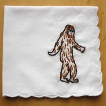 Bigfoot Sasquatch Embroidered Handkerchief by wrenbirdarts