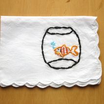 Fake Pet Goldfish Embroidered Gift Handkerchief