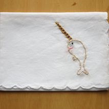 Simple Embroidered Narwhal Handkerchief