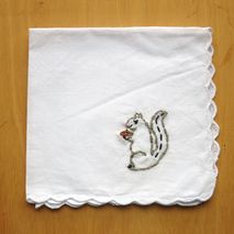 Hand Embroidered Squirrel Cotton Handkerchief