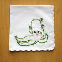 Hand Embroidered Octopus Handkerchief Gift