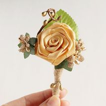 Mustard Rose Groom Boutonniere, Men's Lapel Pin