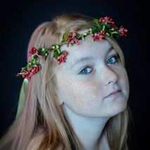 Red Berry Christmas Crown, Red Bridal Halo, Holiday Crown