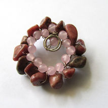 Rhodochrosite and Rose quartz Brooch, Gemstone Brooch, DIY Jewel