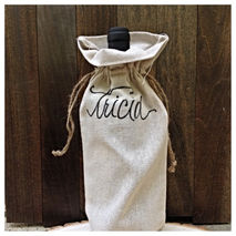 Bridesmaid Gift Drawstring Canvas Burlap Wine Tote Initial Custo