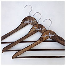 Bridesmaids Hanger Walnut Stained Antiqued Personalized Gift Wit