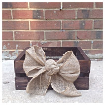 Wooden Crate Embellished with Burlap Bow and Wooden Heart Sign f