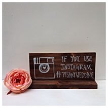 Wooden Rustic Wedding Free Standing Instagram Hashtag Sign Hand