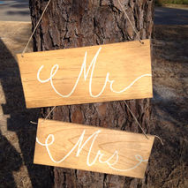 Mr. & Mrs. Wooden Rustic Wedding Sweetheart Table or Chair Signs