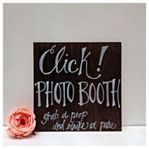 Click Photo Booth Rustic Wooden Wedding Sign