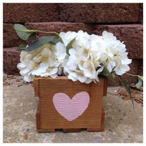 Rustic Wooden Cedar Crates Hand Painted Heart Centerpiece