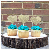 Set of 25 Wedding Sparkle Heart Cupcake Toppers in Your Color