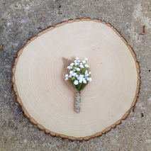 Silk Flower Boutineer with Baby's Breath Burlap and Twine for Gr